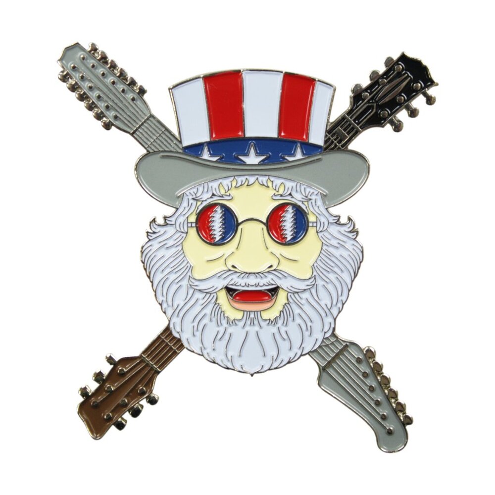 Jerry Garcia Guitars Enamel Pin - 1970s Hippie Classic Rock Folk Music Gift NWT